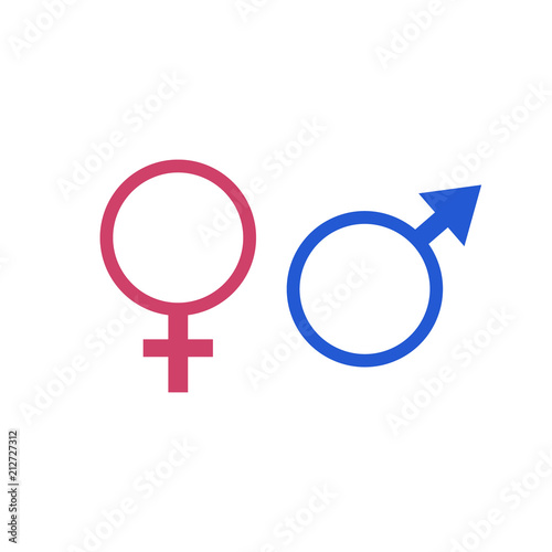 gender symbols male and female blue and pink