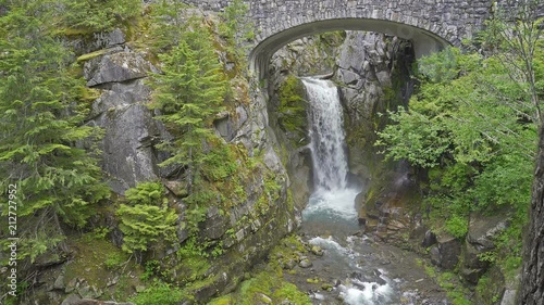 Ultra high definition 4k video of beautiful Christine Falls in Mount Rainier National Park in Washington state on a summer day 3840x2160 photo