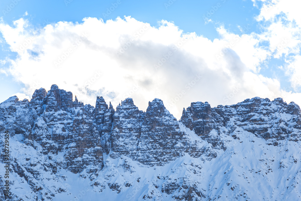 Winter Clouds in Dolomites Mountains 