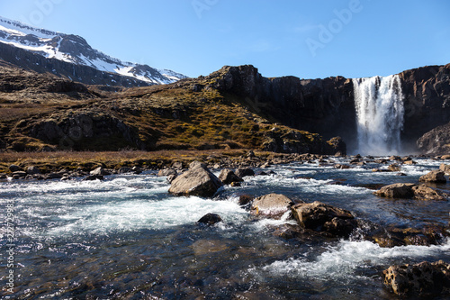 Beautiful view to the waterfall in Iceland