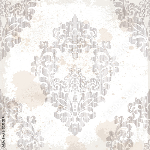 Vintage baroque pattern texture ornament Vector. Royal damask texture. Victorian style background. Trendy beige colors