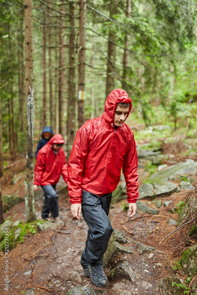 Young couple hiking in the highlands