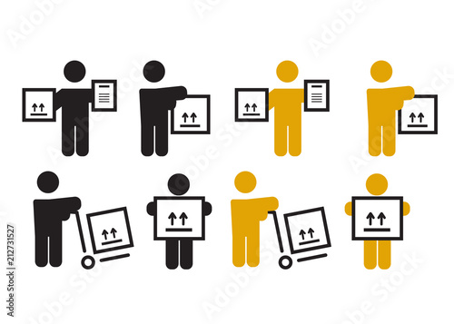 Delivery man icons. Delivery box vector icons