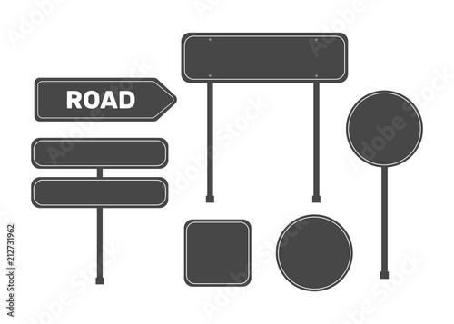 Green Road Sign Set. Sign street. Road green vector sign. Arrow blank sign