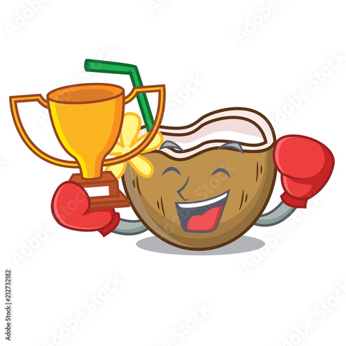 Boxing winner cocktail coconut mascot cartoon