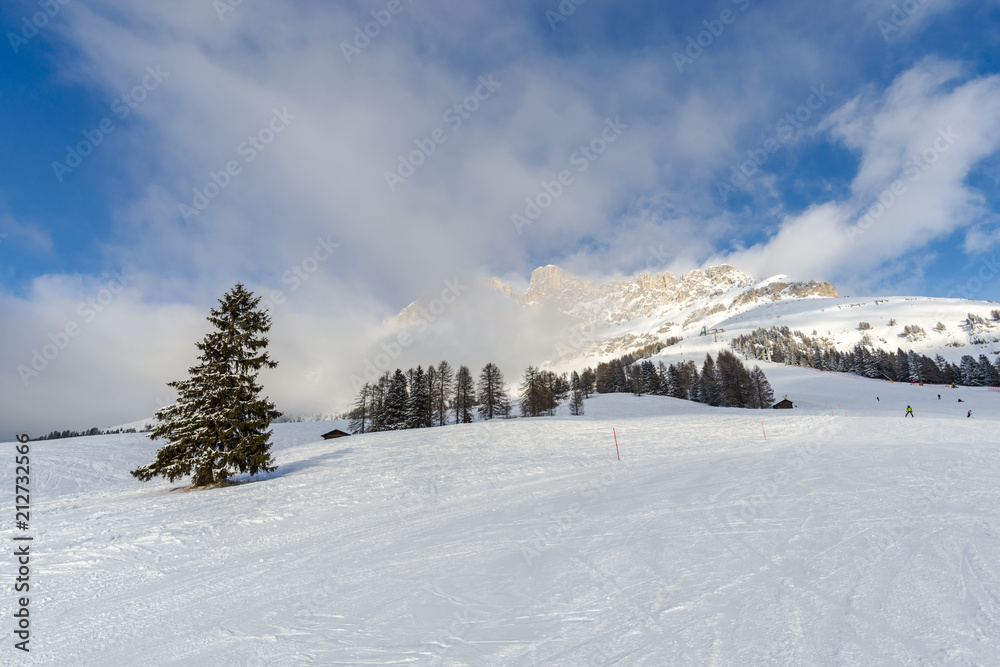 Ski resort in Dolomites Mountains, Carreza , Italy Ski resort in Dolomites Mountains, Carreza , Italy