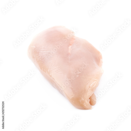 Slice of raw chicken meat isolated