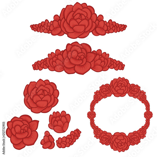 Succulent arrangements - red collection. Vector design elements