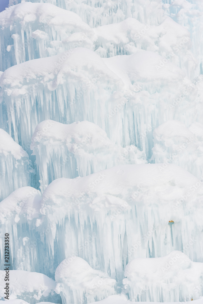 Waterfall frozen in the Italy, Dolomites Mountains