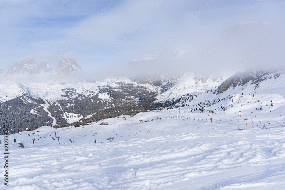 Ski resort in Dolomites Mountains, Italy