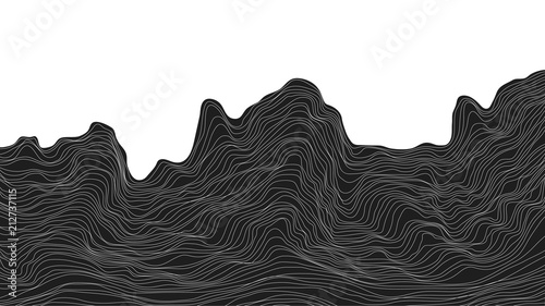 Abstract black and white background dynamic particle waves vector illustration