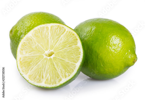 Fresh lime on white background