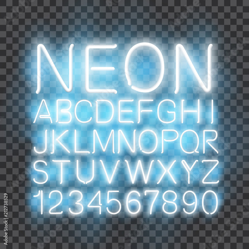 Neon light Font vector transparent background