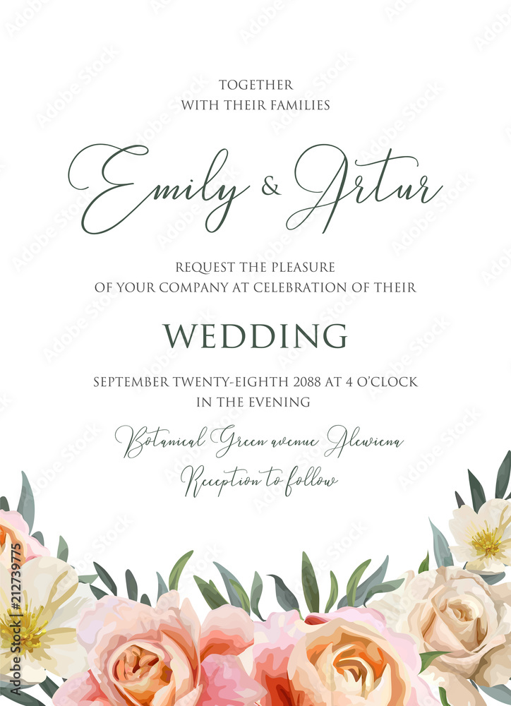 Wedding floral invite, invitation card Wedding floral invite, invitation card
