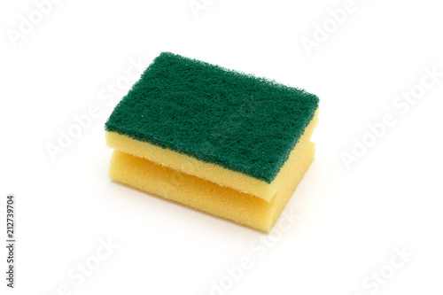 A kitchen sponge isolated against white background