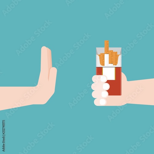 No Smoking, Hand gestures no to cigarette, addiction recovery concept