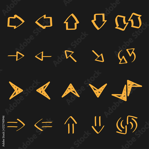 Collection of arrow doodles illustration