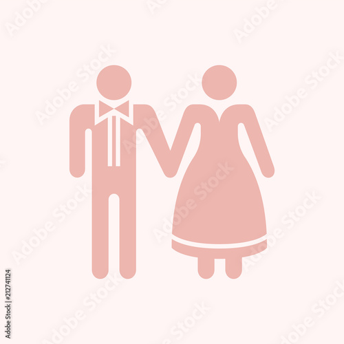 Bride and groom holding hands graphic illustration