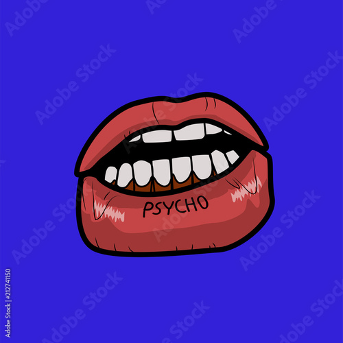Psycho lip tattoo funky graphic illustration