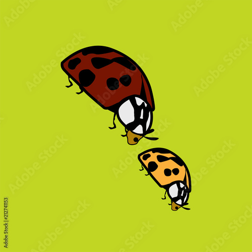 Two ladybugs funky graphic illustration