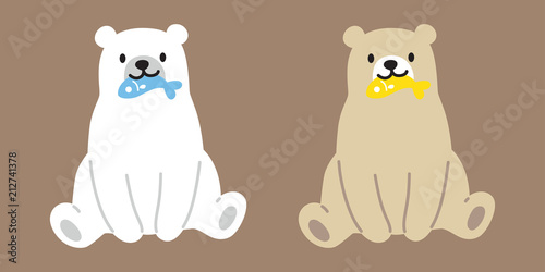 Bear vector polar Bear logo icon fish character cartoon illustration clip art