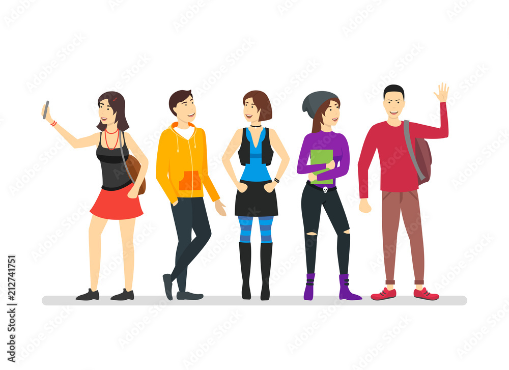 Cartoon Street Clothes Characters People Concept. Vector Cartoon Street Clothes Characters People Concept. Vector
