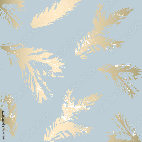 Fototapeta Naklejka Na Ścianę i Meble -  Trendy Chic Pastel colored background with Gold Foil shapes and painted christmas tree silhouettes. Abstract unusual textures for wallpaper, greeting cards, headers, decoration elements. Vector