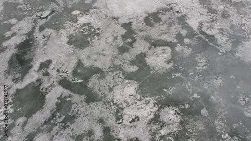 Drone shots of an icy lake. photo