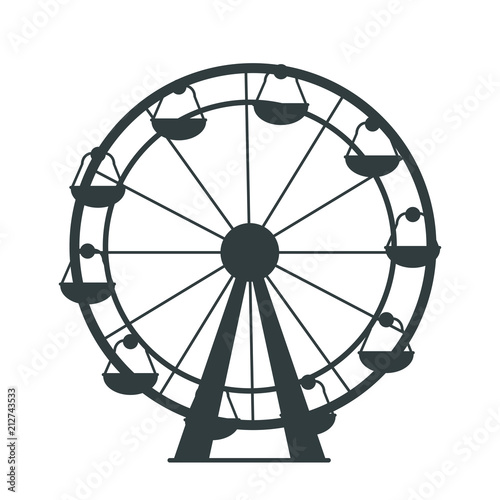 Black Silhouette of Ferris Wheel with Lots of Cabs