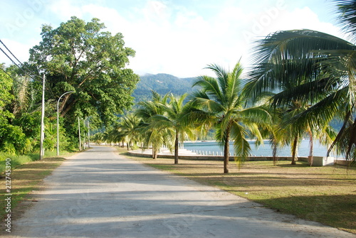 Main road through Tekek, the main village of Tioman island, Malaysia