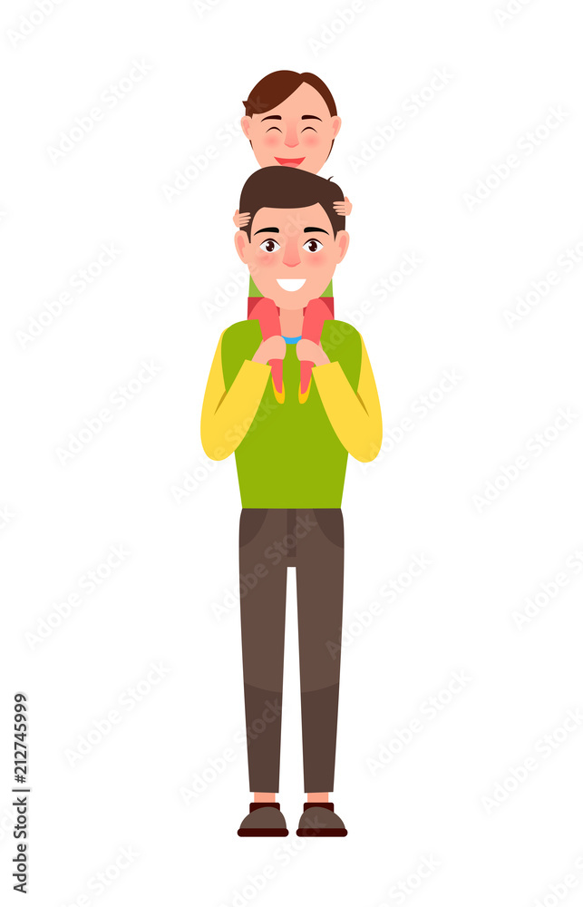 Father and Son Together Poster Vector Illustration Father and Son Together Poster Vector Illustration