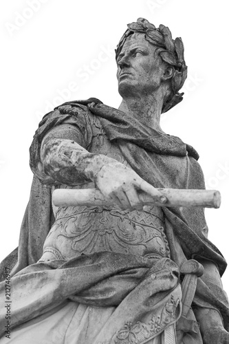 Roman emperor Julius Caesar statue isolated over white background