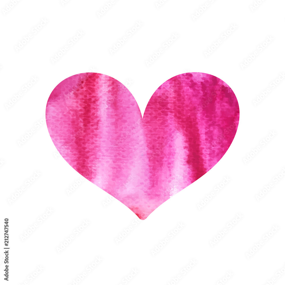 Hand drawn watercolor pink heart isolated on white background. Textured brush element for Valentine's Day Hand drawn watercolor pink heart isolated on white background. Textured brush element for Valentine's Day
