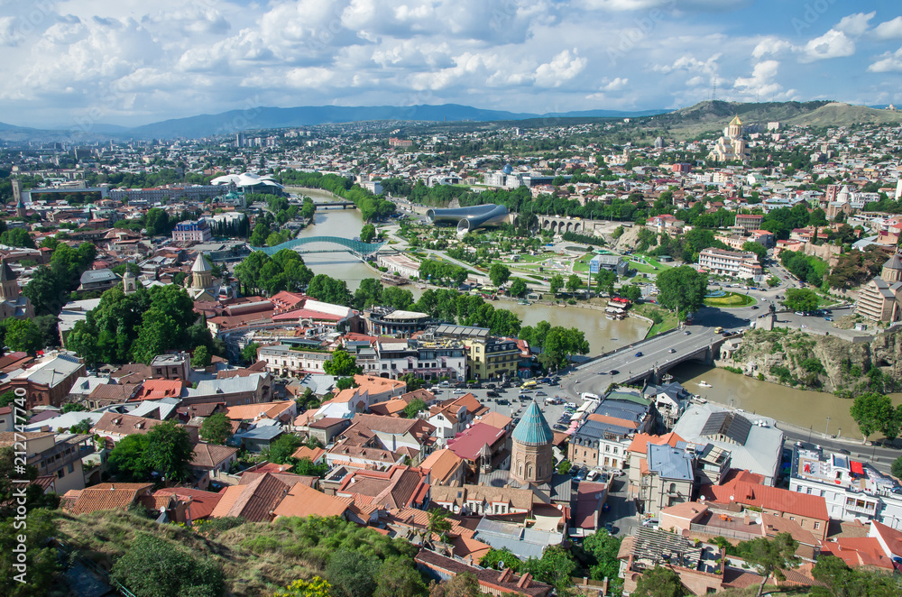 beautiful panorama of the city of Tbilisi on a sunny day