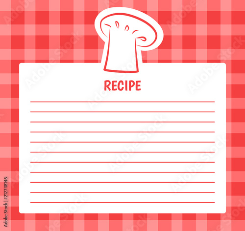 Recipe List Design Chef Hat Blank Page to Write in