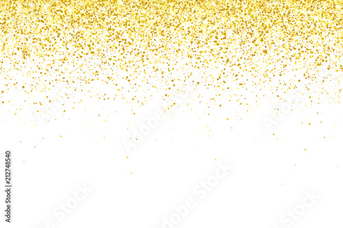 Gold glitter particles on white background. Vector