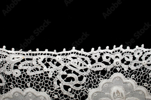 Vintage Edwardian and Victorian White Vintage Lace on Black Background