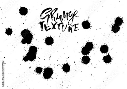 Handdrawn grunge texture. Abstract ink drops background. Black and white grunge illustration. Vector watercolor artwork pattern.