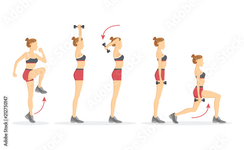High Knee and Triceps Chop Vector Illustration