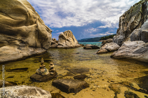 Landscape with a beautiful sea-shore image in Greece