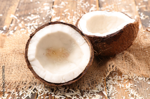 coconut on wood background