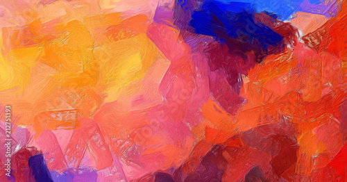 Abstract art background. Oil painting style on canvas. Warm colorful texture. Soft paint brushstrokes. Modern art. Contemporary artistic print. Template for design products decoration. Creative decor.