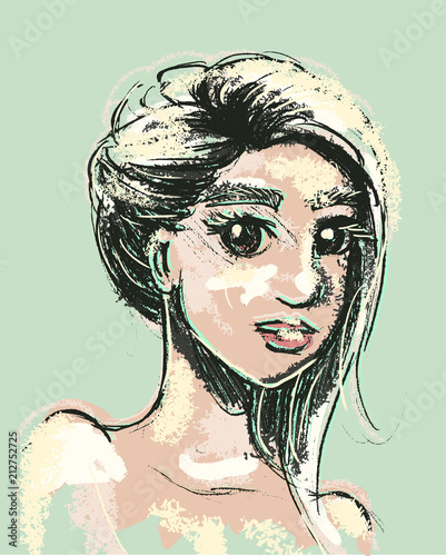 Portret vector illustratie van een jonge vrouw of meid photo