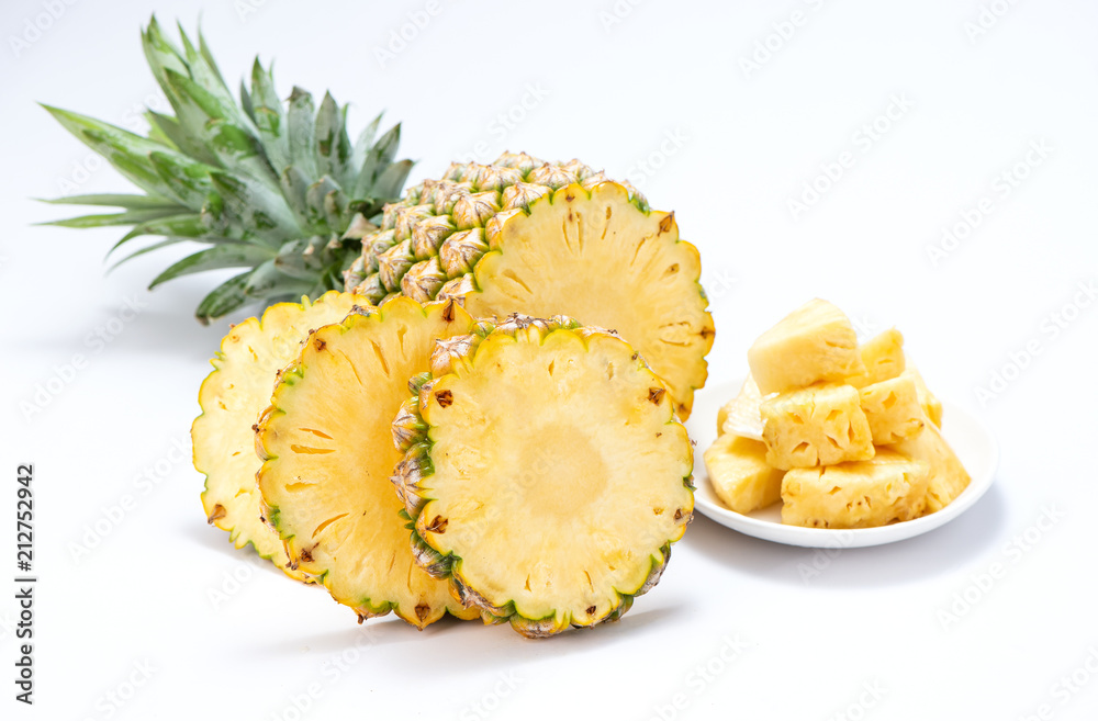 sliced pineapple isolated on white background sliced pineapple isolated on white background