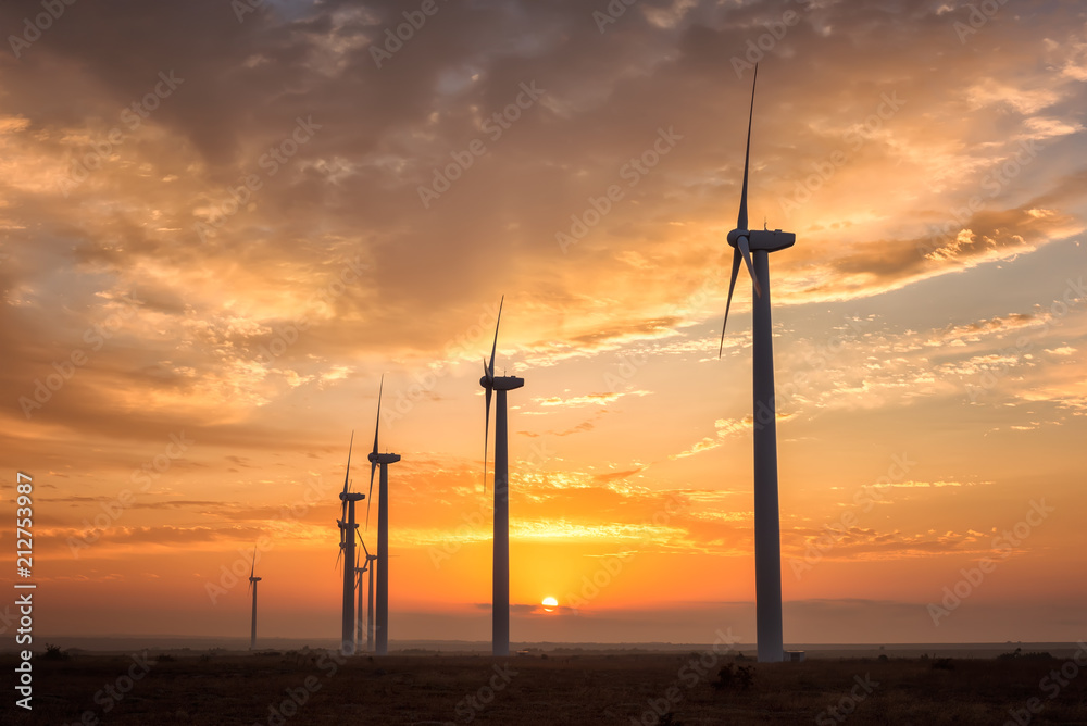 Obraz premium Wind farm at sunrise