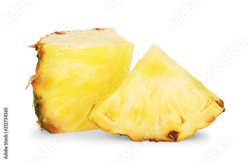 Healthy slices of pineapple on a white background
