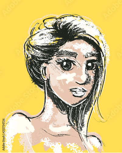 Jonge vrouw schilderij photo
