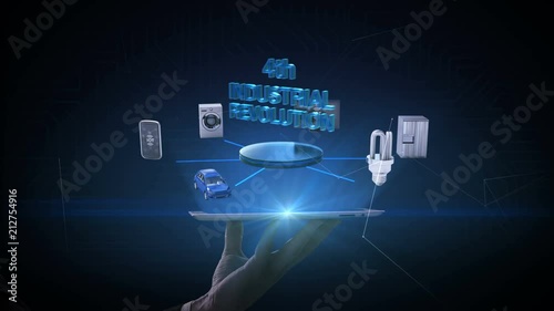 Wallpaper Mural Lifting smart pad, tablet, '4th industrial revolution' technology connecting mobile, car, energy saving, washer, refrigerator, smart home devices, Internet of things. 4k movie. Torontodigital.ca