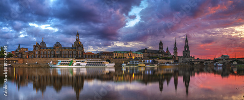 Dresden city skyline -evening panorama of the city ,Dresden, Saxony, Germany