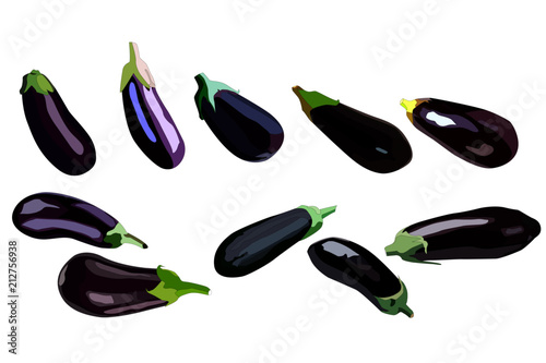 Illustration of 10 zucchini different shapes and colors